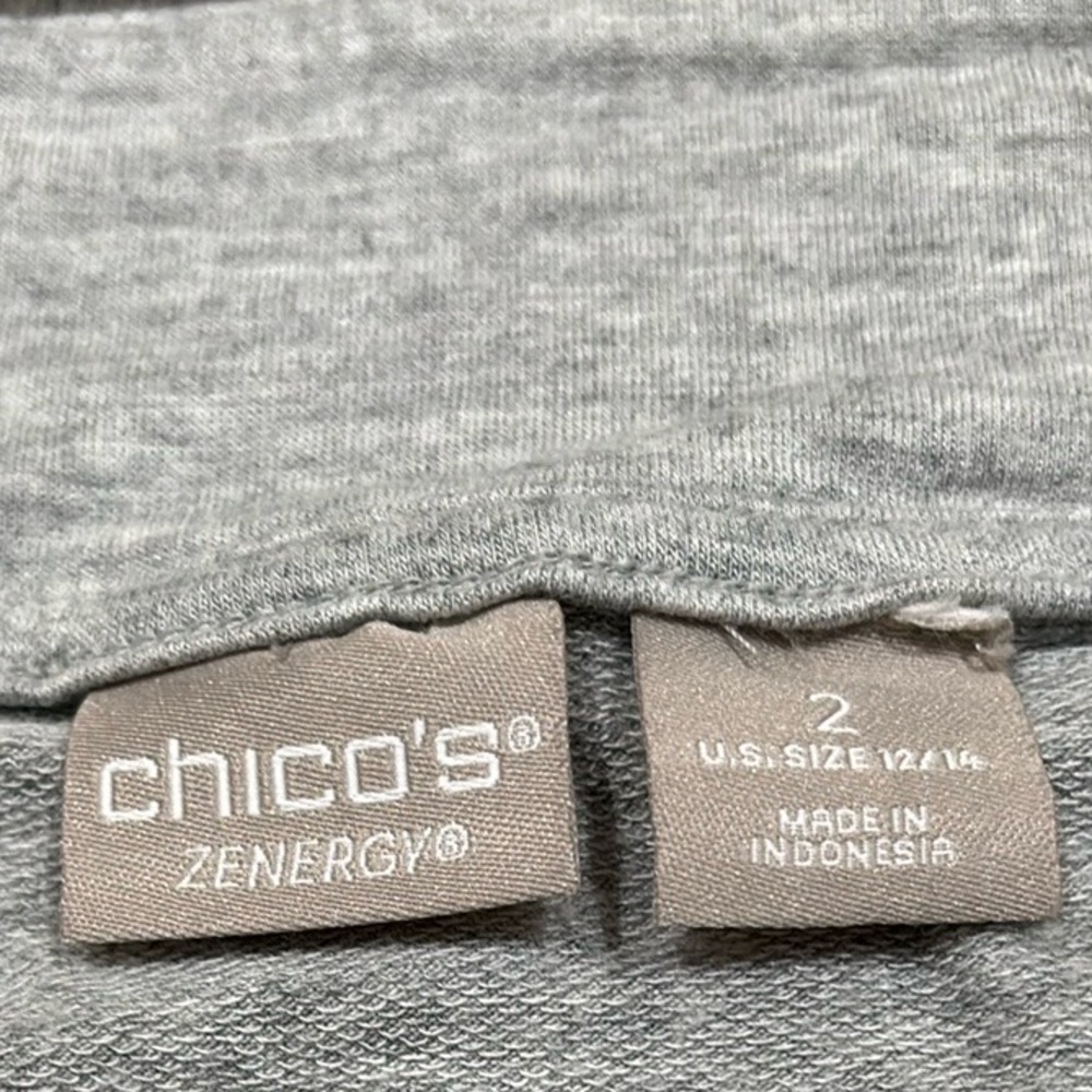 Chico's Gray 3/4 Sleeve Relaxed Fit Tee - Picture 2 of 4